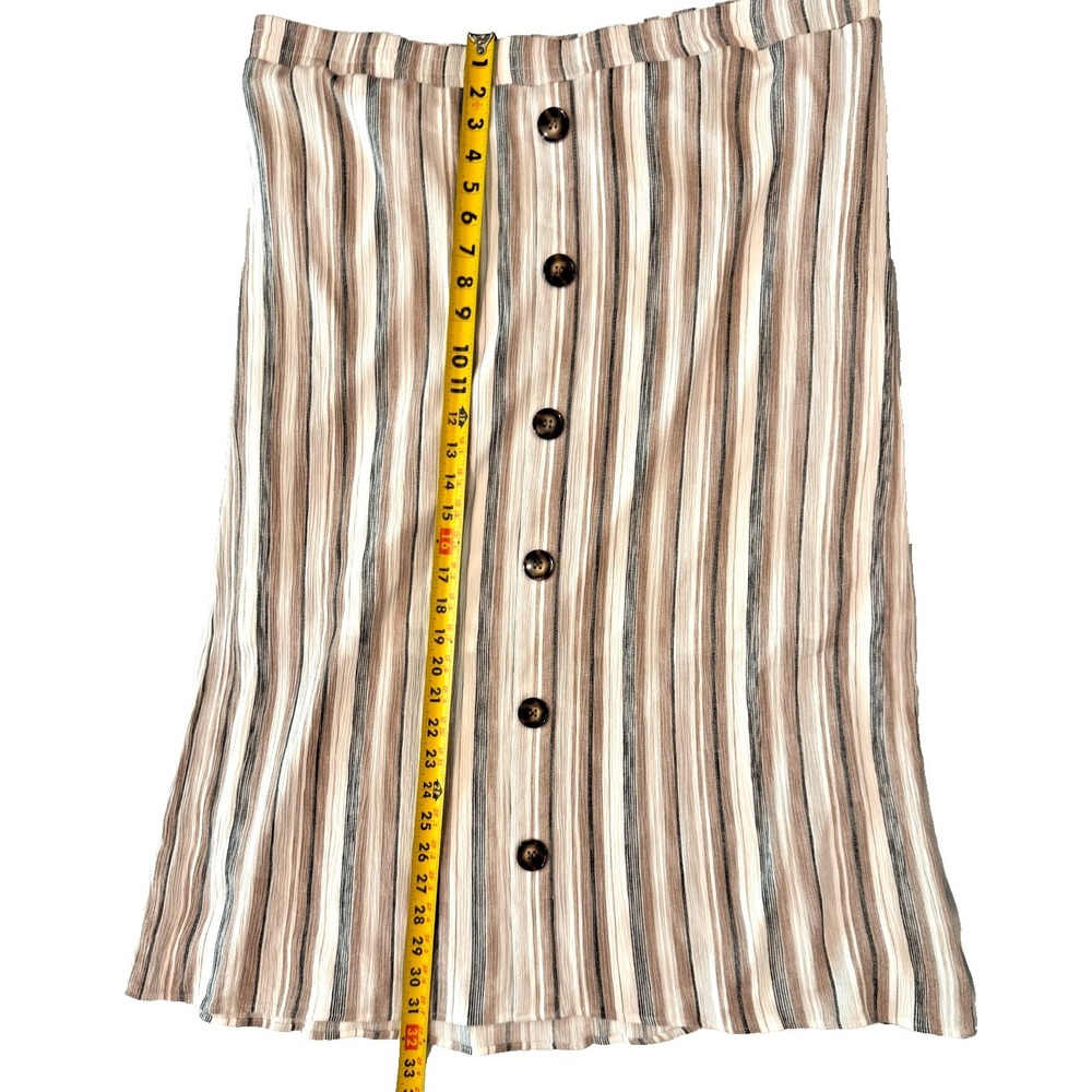 Women's XXL Rayon Gauze Maxi Skirt Lined Neutral Vertical Stripes Coastal Summer - Picture 9 of 9
